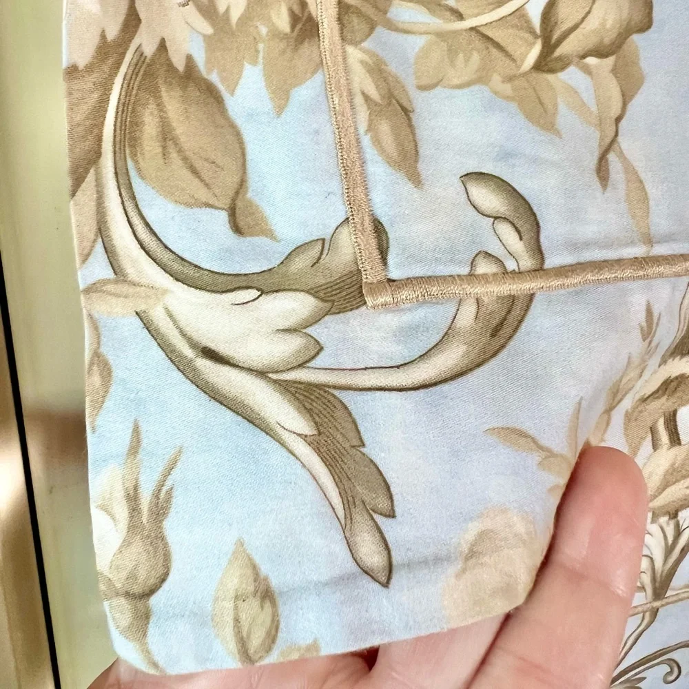 Restoration Hardware Italian Floral Shams French Blue Taupe 100% Cotton Set of 2